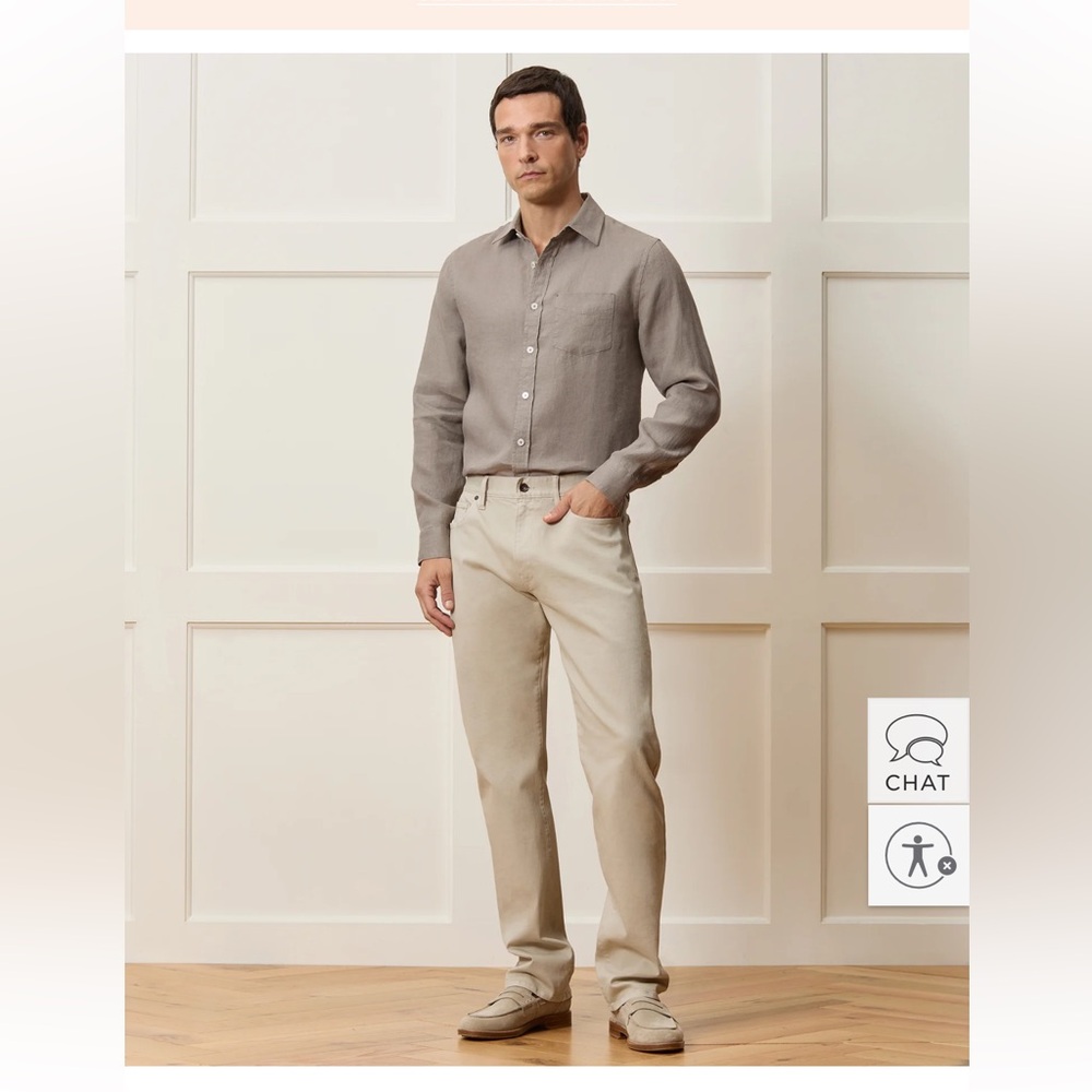 New With Tags - Todd Snyder Men's 5 Pocket Straight Fit Twill Jeans (Stone)